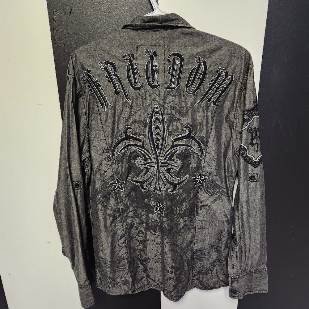 -SOLD- Patch and stitch gothic button shirt - Picture 3 of 5